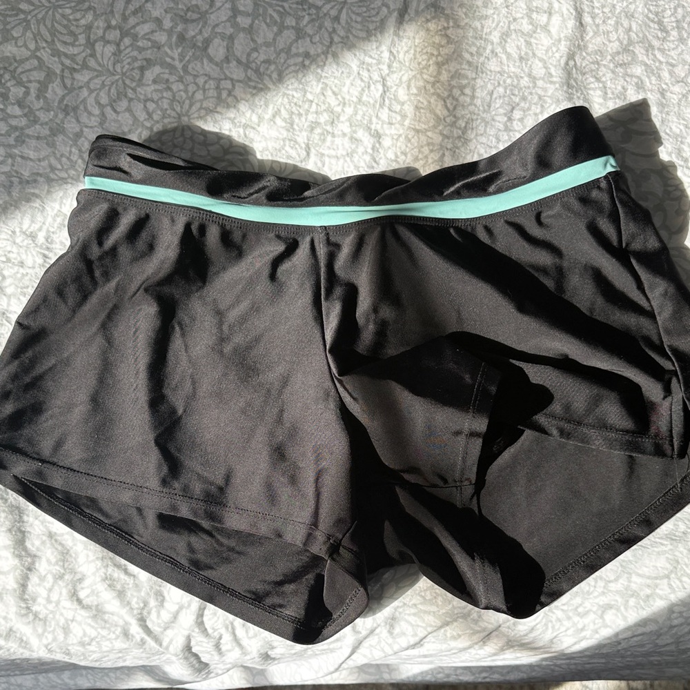 ZeroXposur Black Swim Shorts with Teal Trim